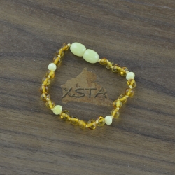 Amber baroque beads bracelet with white beads